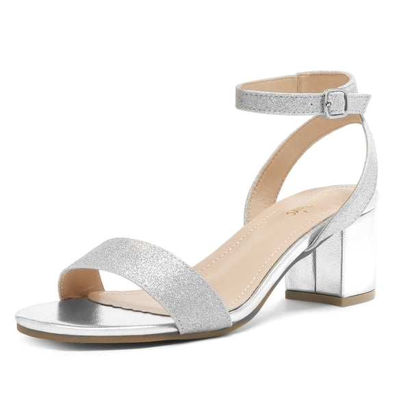 Sandalia DREAM PAIRS con Tacón Bajo y Bloque Plateado Talla 10W