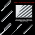 thumbnail image 3 of 5 Type Metal Barber Combs Set Stainless Steel Rat Tail Combs Double Tooth Fine Wide Tooth Large Small Handle Hairdressing for Woman Man Long Short Hair Styling Cutting Dressing Beard Mustache, 3 of 6