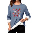 thumbnail image 2 of Heisall Womens Base Layer Shirts Autumn Winter Floral Print Round Neck Long Sleeve Thickened Fleece Teddy Shearling Warm Fitted Thermal Tops for Daily Cold Weather Wear, 2 of 3