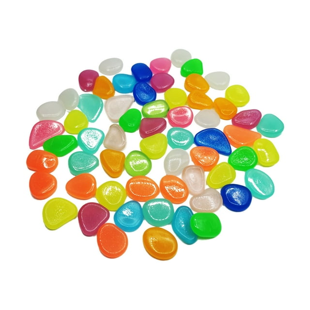 Glowing Stones for Garden Resin Garden Pebbles with Non Radioactive Glow Luminous Stones for Walkways Fish Tank 100PCS