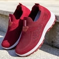 thumbnail image 2 of YOUYEDIAN Orthopedic Shoes for Women Breathable Walking Sneakers Slip on Trainers Ladies Comfortable Casual Athletic Shoe Thick Bottom (Red, 7 Wide), 2 of 8