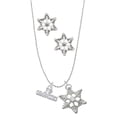 thumbnail image 1 of Delight Jewelry I 'Heart' Gymnastics Silver tone Snowflake Charm Necklace and Stud Earrings, 1 of 4