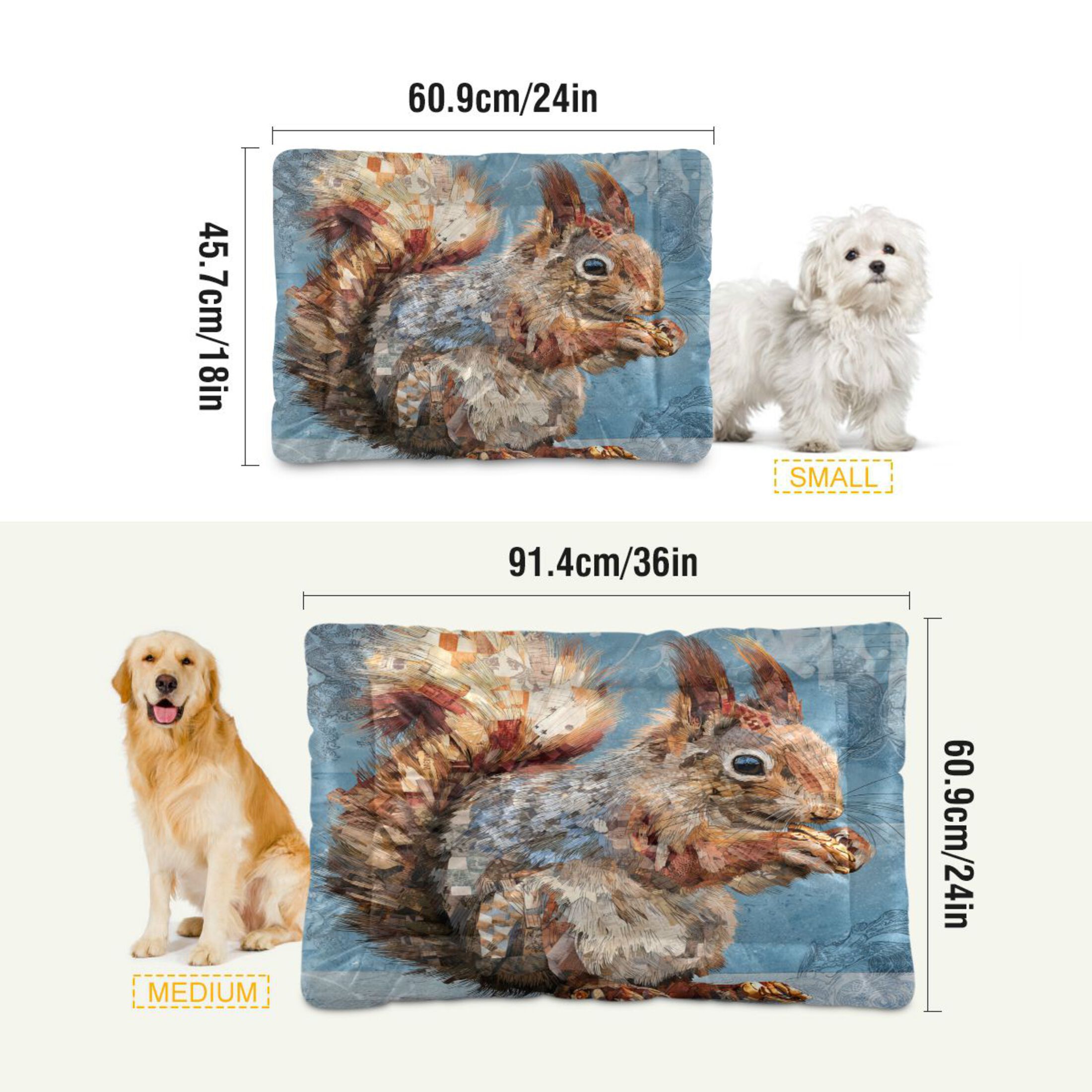 Qxltty Cute Squirrel Ped Pad Wear-resistant and Hard to Bite Through Sleeping Pad for Small Medium Large Dogs Winter Pet Bed 36×24in