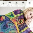 thumbnail image 3 of Hippie Bus Printed Blanket, Rainbow Hippie Boho Throw Blankets, Vintage Mandala Lightweight, Warm, Cozy, Soft, Fluffy, Reversible, Luxury TV Blanket, 3 of 6