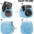thumbnail image 4 of Camera Bag, Leather Bag, Fits for Fujifilm, Instax Mini 11 Instant Film Camera Case PU Leather Protective Soft Carry Bag Cover with Removable Adjustable Strar, Blue, 4 of 7