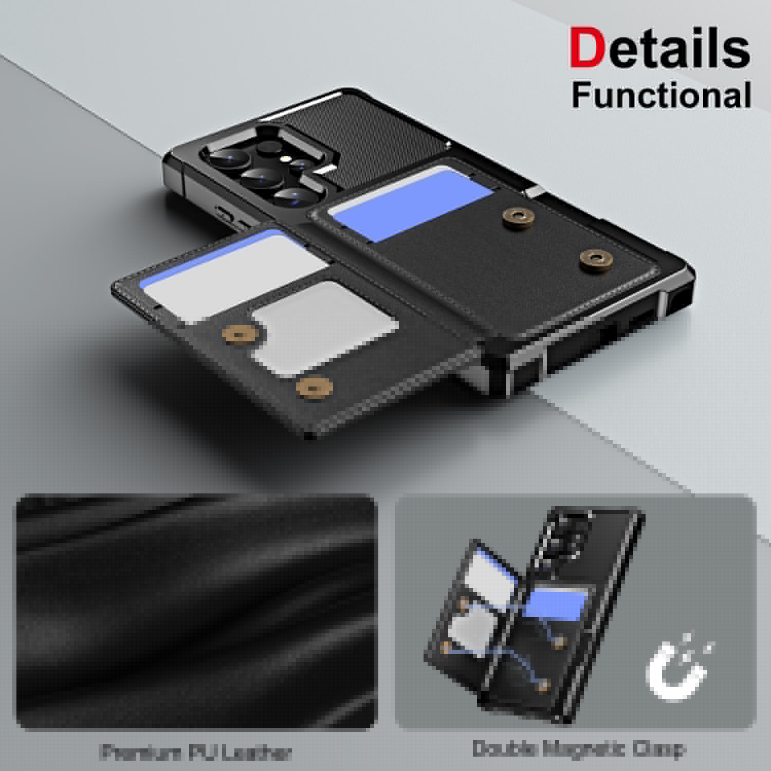 thumbnail image 5 of Allytechgroup Slim Fit for Samsung Galaxy S25 Ultra Case, Protective PU Leather Wallet Cover with Card Holder RFID Blocking Back Case Shockprooof Back Cover for Samsung Galaxy S25 Ultra, Black, 5 of 7