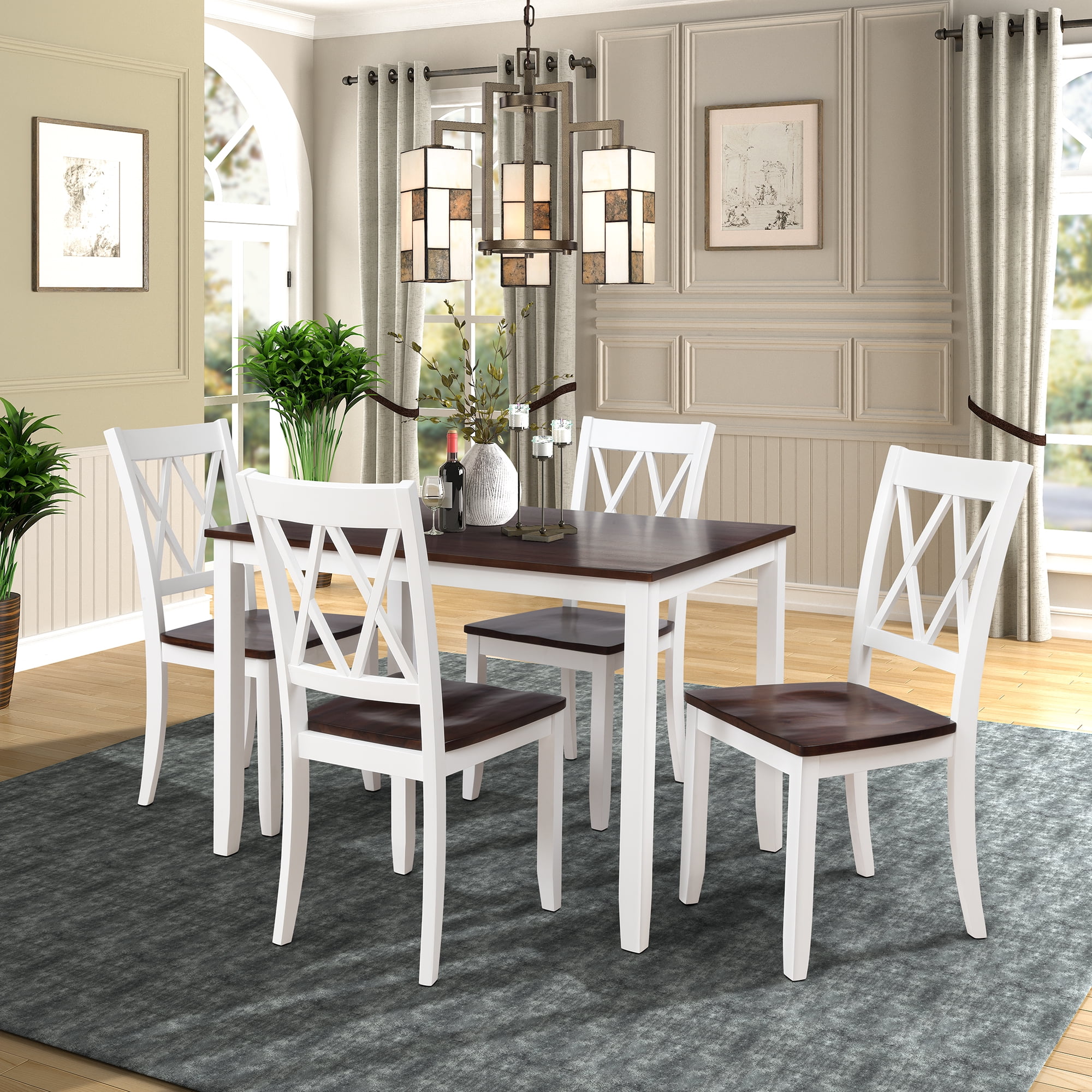 Dining Set  Kitchen  Table  with 4 Pieces Chairs Smooth 