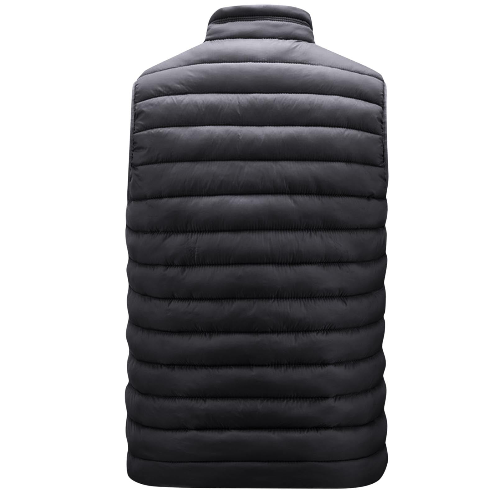safuny Men's Lightweight Packable Insulated Puffer Vest Outerwear, Warm Winter Sleeveless Jacket for Golf Running Black XXXL