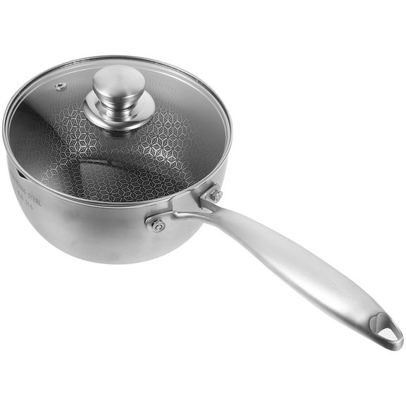 EXHUMKY Stainless Steel NonStick Saucepan with Lid Ergonomic Handle for Home Cooking 304 Silver 2.5 Quart