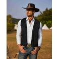 thumbnail image 3 of COOFANDY Men's Western Cowboy Vest Casual Fringe Hippie Costume V Neck Zipper Suede Leather Waistcoat, 3 of 10