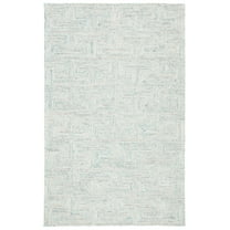 SAFAVIEH Ikat Deonte Solid Wool Area Rug, Teal/Grey, 5' x 8'