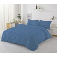 thumbnail image 3 of 1 Piece Pinch Pleated Duvet Cover 100% Cotton 1000 TC with Zipper Closure & Corner Ties Pintuck Bedding Duvet Cover - Super King Plus Size (120" x 120") Inch, Medium Blue Solid, 3 of 7