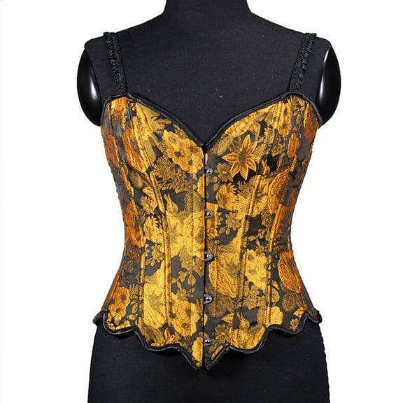 DailyTrove Women's Sleeveless Brocade Corset Top, Vintage Style, Steampunk & Themed Event Wear, Edgy Fit
