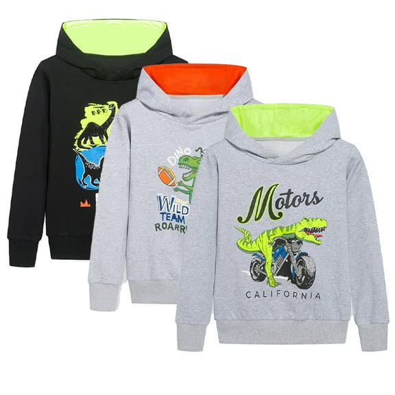Esaierr Kids Toddler Spring Fall Hoodie Sweatshirts for Boys Girls，Baby Pullover Hooded Sweatsuit Dinosaur Printed Little Kid Long Sleeve Pullover Top for 2T-12T