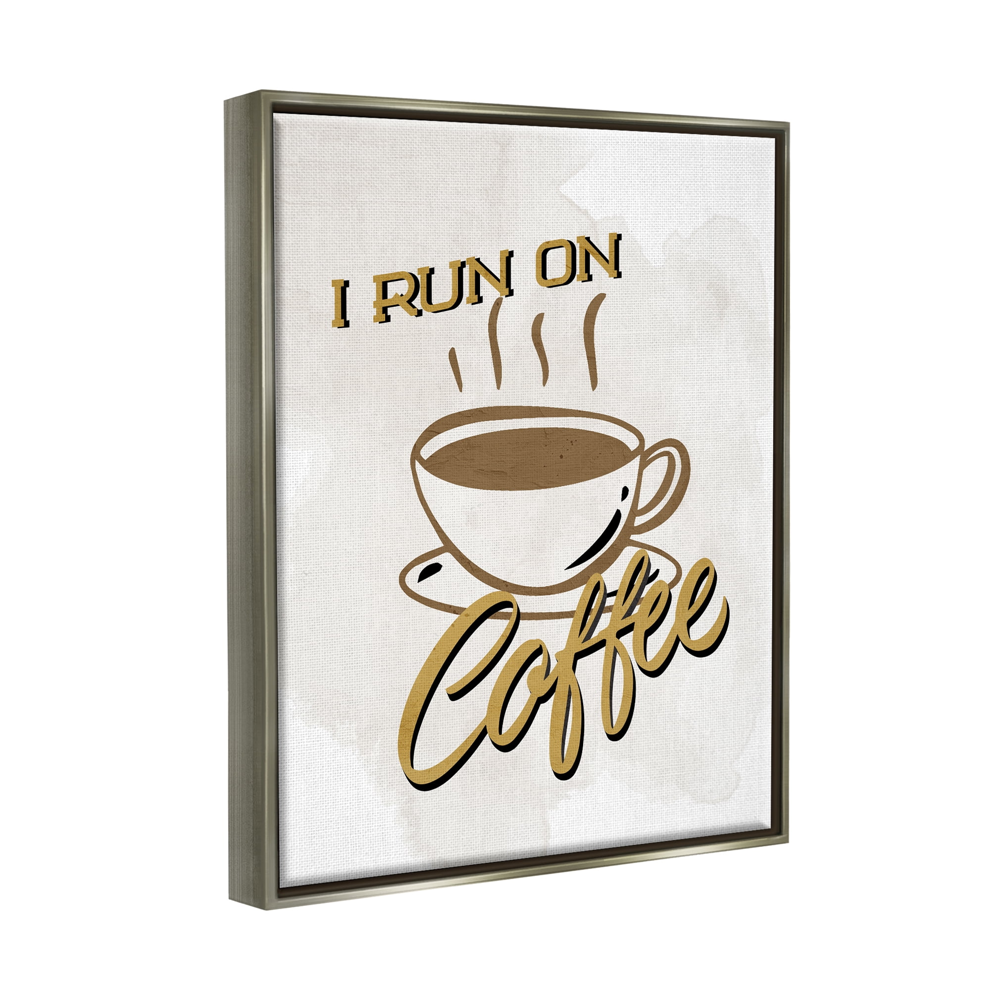 Stupell Industries Retro Run on Coffee Food & Beverage Painting Gray Floater Framed Art Print Wall Art, 25 x 31