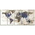 thumbnail image 2 of Original by BoxColors Xlarge 30"x 70" 5 Panels 30x14 Art Canvas Print Watercolor Beige Old Map World Push Pin Travel Wall decor (framed 1.5" depth) M1811, 2 of 6