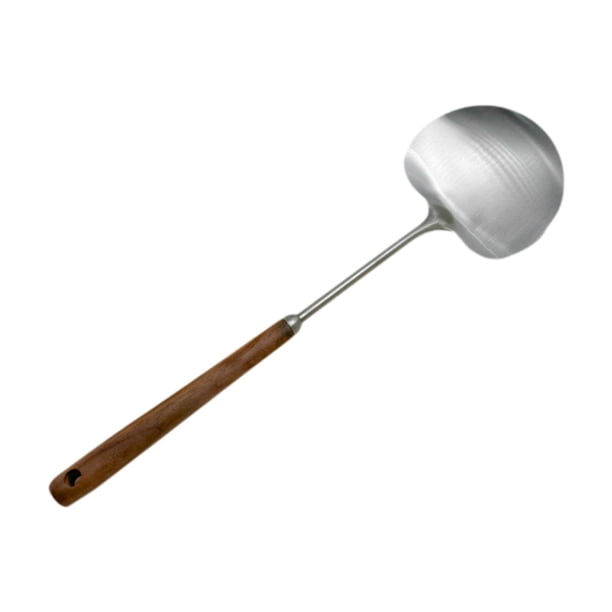 Cucharón de sopa de acero inoxidable, herramienta esencial, mango de madera resistente al calor Pequeño
