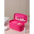 thumbnail image 2 of TFixol Modern Waterproof Quilted Nylon Makeup Organizer with Detachable Mirror, Double-Layer Design, and Multiple Pockets for Travel Essentials in Vibrant Rose Pink, 2 of 6