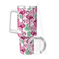 thumbnail image 2 of Pofeuu Flamingo Print 40oz Ice Bully With Handle And Straw Stainless Steel Vacuum Insulated Cup And 2 In 1 Straw Lid, 2 of 8