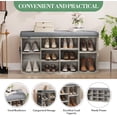 thumbnail image 5 of Shoe  with Storage - 10-Cubby Entryway  with Thick Cushioned Seat, Adjustable Shelves & Storage Bag, Shoe Rack Organizer for Mudroom, Hallway, Living Room, Grey, 5 of 8