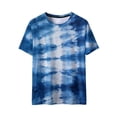 thumbnail image 4 of Staron Men's and Women's Tie Dye Gradient Printed Casual Round Neck Short Sleeve T-Shirt Vintage Graphic Tee Loose Fit Stretchy, Blue S, 4 of 7