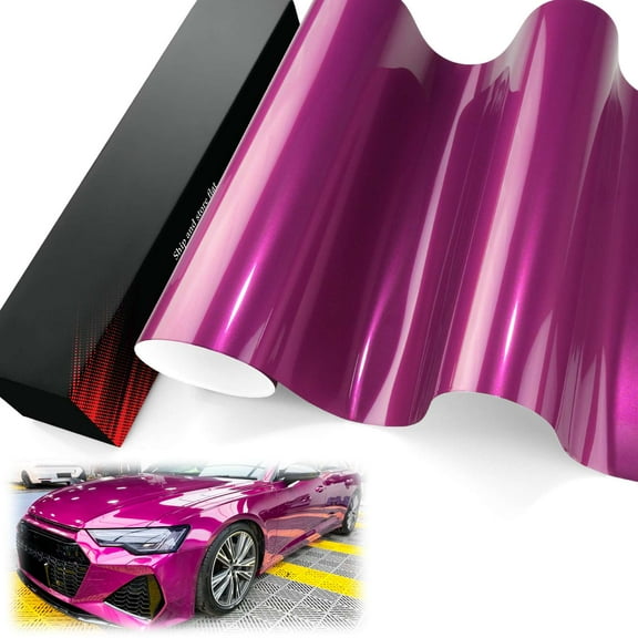 PET Liner Vinyl Super Gloss Metallic Jam Purple Automotive Wrap Car Vehicle Bubble Free Air Release
