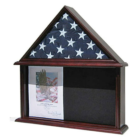 Memorial Shadow Box, Burial/Funeral Flag Display Case for 5' X 9.5' Flag, Mahogany Finish, Solid Wood (FC07-MA)