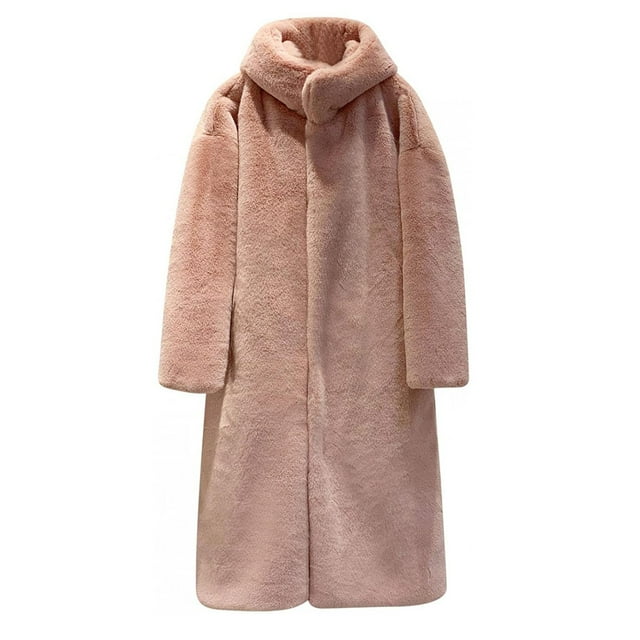 Abrigos cálidos de invierno para mujer Abrigo de imitación Chaqueta de imitación peluda cálida Ropa de abrigo de manga larga Pompotops qwe18656