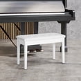 thumbnail image 3 of GVN Piano Bench, Duet Piano Chair with Faux Leather Padded Cushion and Wooden Frame, Button Tufted Keyboard Bench, White, 3 of 7