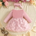thumbnail image 5 of MEZZALL Girls Long Sleeve Bowknot Solid Color Dress Headbands Set O-Neck Trendy Dresses, 5 of 7