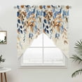 thumbnail image 5 of Orange Blue Botanical Kitchen Window Curtains, Swag Curtains Valance for Bedroom Living Room Bathroom, Weeping Fall Eucalyptus Leaves Rustic Rod Pocket Window Curtain Block Drapes 2 Panels 36"x36", 5 of 9