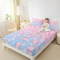 thumbnail image 4 of Castle Fairy Cartoon Pink Axolotl 3Pcs Twin Sheet Sets for Girls,Cherry Blossom Twin Fitted Sheet,Gradient Pink Blue Breathable Flat Sheet,Ultra Soft Home Decor, 4 of 7