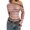 Pink, variant on Striped Shirts Off the Shoulder Color Block Long Sleeve Bodycon Pullover Trendy Streetwear Shirts Khaki L