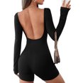 thumbnail image 5 of hirigin Long Sleeve Yoga Playsuits 2022 New Female Sportswear Gym Outdoor Fitness Workout Outfit O-Neck Slim Fit Short Rompers, 5 of 7
