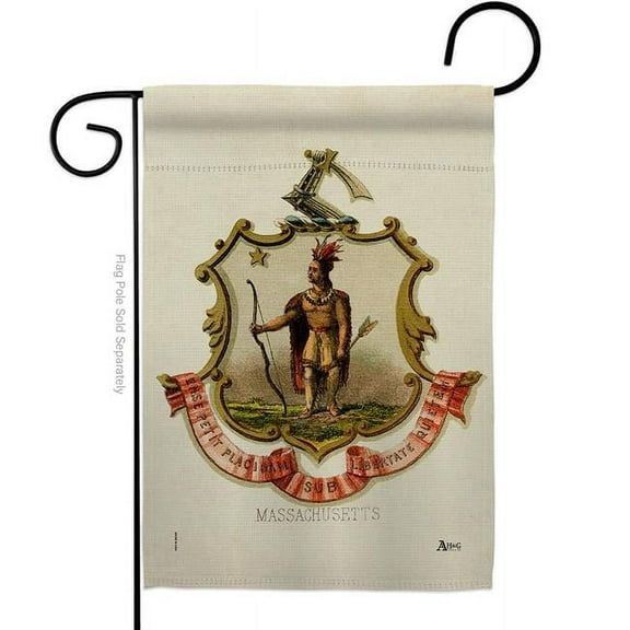 Americana Home & Garden G141228-BO 13 x 18.5 in. Coat of Arms Massachusetts Garden Flag with Americana States Double-Sided Decorative Vertical House Banner Yard Gift