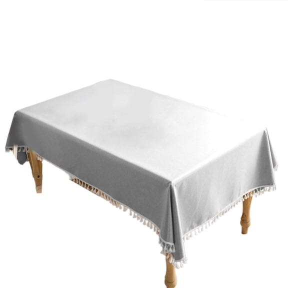 Linen Table Cloth Rectangle Table Cover, Boho Square Tablecloth 55x71, Modern Farmhouse Tablecloth for Dining/Kitchen/Outdoor (Grey,55''x71'')