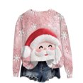 thumbnail image 4 of Ladies' Christmas Printed Casual Long Sleeved Round Neck Sports Hoodie Top, Comfortable Pullover for Women, Festive Holiday Apparel, Streetwear Style,Light pink,XL, 4 of 5