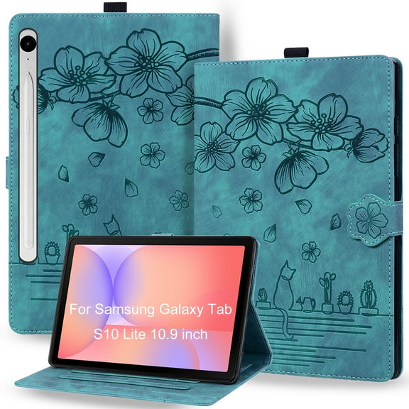 DWaybox Shockproof Case for Samsung Galaxy Tab S10 Lite 10.9" 2025 (SM-X400/SM-X406B) - Cute Cartoon Embossed PU Leather Folio Cover with Adjustable Kickstand & Card Slots -Green