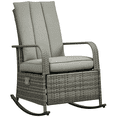 thumbnail image 1 of Outsunny Chaise Berçante en Osier avec Coussin Doux Repose-Pieds Réglable Gris, 1 of 10