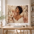 thumbnail image 5 of Woman with Cream White Flowers Portrait Tapestry Wall Hanging, 5 of 7