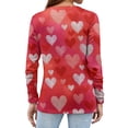 thumbnail image 4 of Womens Valentine Day Shirts Love Heart Print V Neck Plus Size Blouse Long Sleeve Fashion Funny Graphic Tee Wine L, 4 of 4