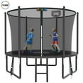 thumbnail image 1 of YORIN Trampoline, 10FT Trampoline for 3-4 Kids Adults with Enclosure Net, 1000LBS Outdoor Trampoline with Basketball Hoop, Ladder, Galvanized Anti-Rust Coating Heavy Duty Round Trampoline, 1 of 7