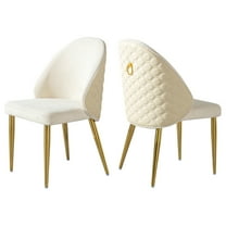 JERFIT Modern Velvet Dining Chair with Gold Metal Legs, Accent Side Chair for Kitchen, Living Room, PU Leather Backrest