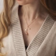 thumbnail image 4 of Rose Gold Brass Rose Flower Necklace Pendant Jewelry Valentine's Day Gift Set for Her, 4 of 11