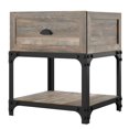 thumbnail image 3 of HomeFare Table d'Appoint en Bois Industriel Rustique avec Rangement en Chêne Rustique Brun, 3 of 9