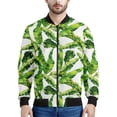 thumbnail image 2 of Chaqueta bomber con estampado de hojas de plátano tropical para hombre, sudadera de manga larga en 3D, chaqueta bomber de calle de gran tamaño con cremallera, 2 of 5