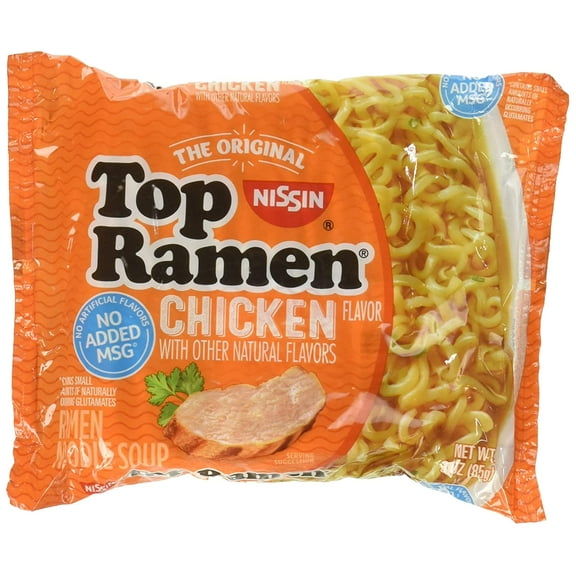 Nissin Top Ramen Noodle Soup Chicken Flavor 3 Ounce Packages - 5 Pack