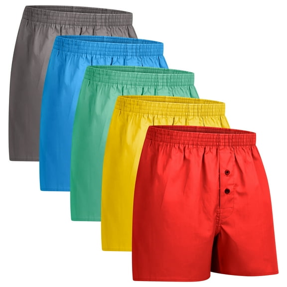 Natural Feelings Mens Underwear Cotton Woven Boxers for Men, 5 Pack, S M L XL XXL