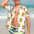 thumbnail image 7 of Honeii Cute Duck With Headphone Print Men’s Hawaiian Shirt,Classic Button-Down Short Sleeve Shirt, for Beach, Vacation, and Outdoor Activities,XX-Large, 7 of 7