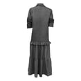 thumbnail image 5 of Guieoi Plus Size Womens Dresses Denim-Print Collared Long-Sleeve Top Maxi Dress Gray S, 5 of 5